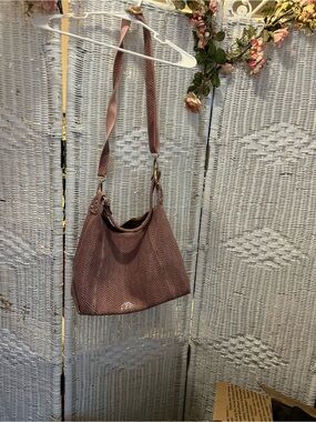 Textured Mauve Shoulder Bag with Adjustable Strap